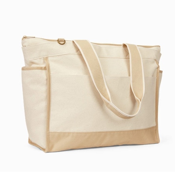 🚨Warm Sand Colorblock Canvas Boat Tote - Picture 1 of 11